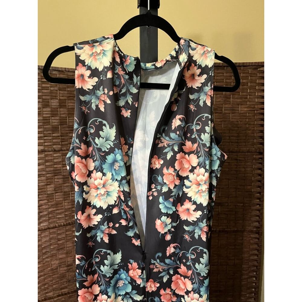 New Aleeza Paris Bloom Olivina Slip Dress Black Base Floral – Size M - Picture 5 of 6